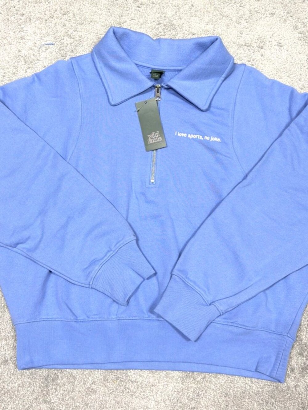 Wild Fable Women's Sweatshirt Size Large Pullover 1/4 Zip Long Sleeve Blue